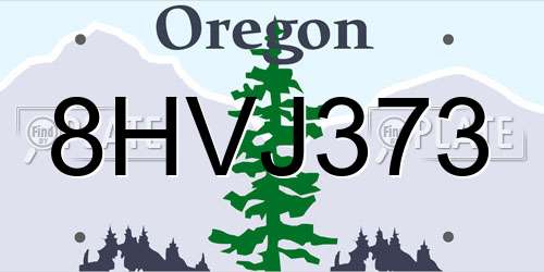 8HVJ373 Oregon License Plate