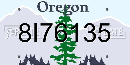 8I76135 Oregon License Plate