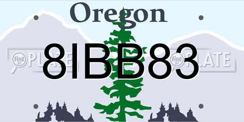 8IBB83 Oregon License Plate