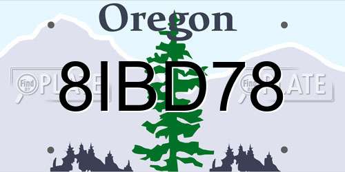 8IBD78 Oregon License Plate
