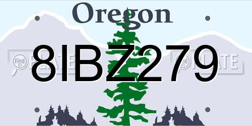 8IBZ279 Oregon License Plate