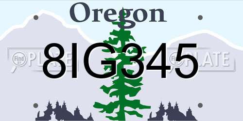 8IG345 Oregon License Plate