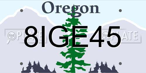 8IGE45 Oregon License Plate