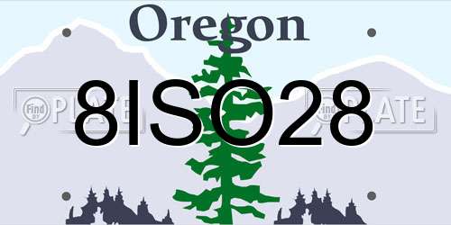 8ISO28 Oregon License Plate