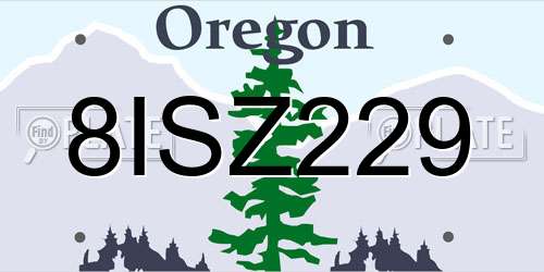 8ISZ229 Oregon License Plate