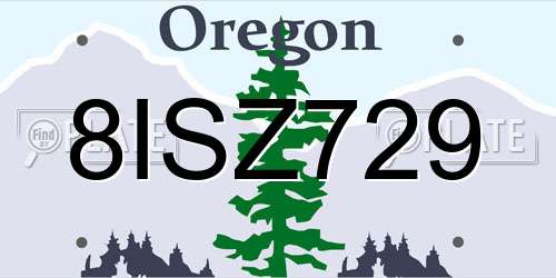 8ISZ729 Oregon License Plate