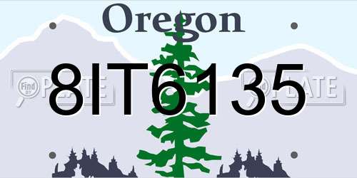8IT6135 Oregon License Plate