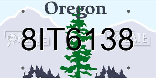 8IT6138 Oregon License Plate