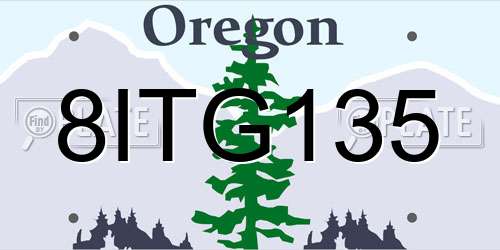 8ITG135 Oregon License Plate