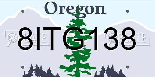 8ITG138 Oregon License Plate