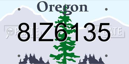 8IZ6135 Oregon License Plate