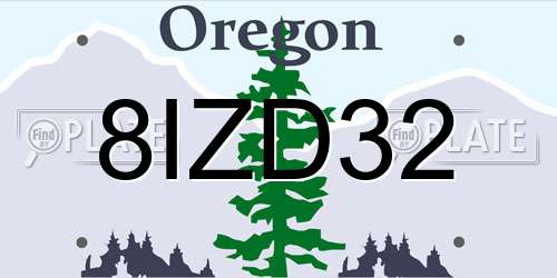 8IZD32 Oregon License Plate