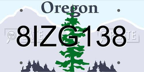 8IZG138 Oregon License Plate