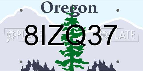 8IZQ37 Oregon License Plate