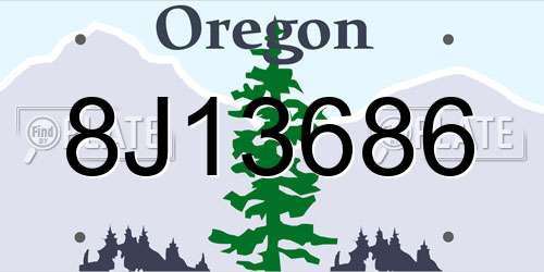 8J13686 Oregon License Plate