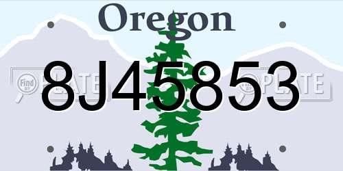 8J45853 Oregon License Plate