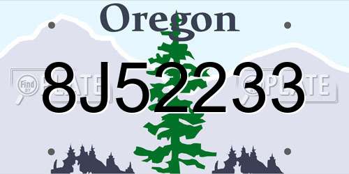 8J52233 Oregon License Plate