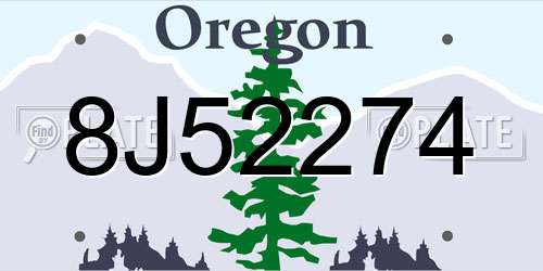 8J52274 Oregon License Plate