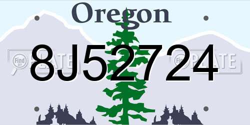 8J52724 Oregon License Plate