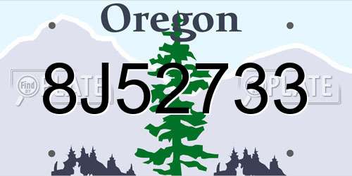 8J52733 Oregon License Plate