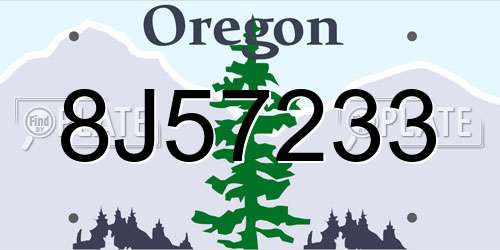 8J57233 Oregon License Plate