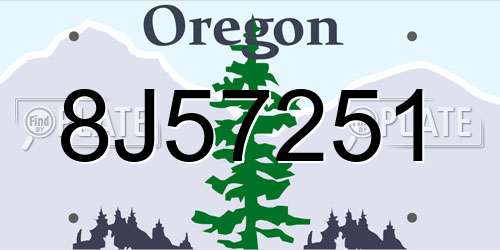 8J57251 Oregon License Plate