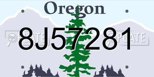 8J57281 Oregon License Plate