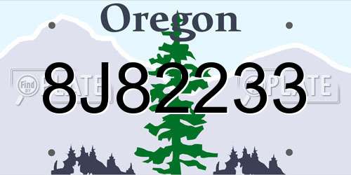 8J82233 Oregon License Plate