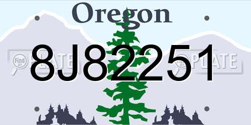 8J82251 Oregon License Plate