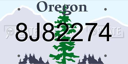 8J82274 Oregon License Plate