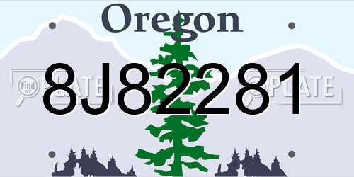 8J82281 Oregon License Plate