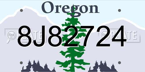 8J82724 Oregon License Plate