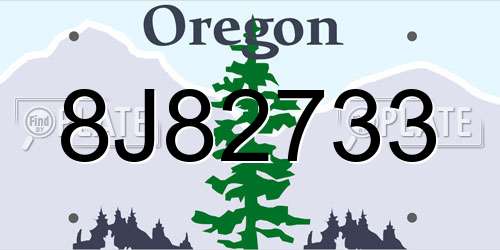 8J82733 Oregon License Plate