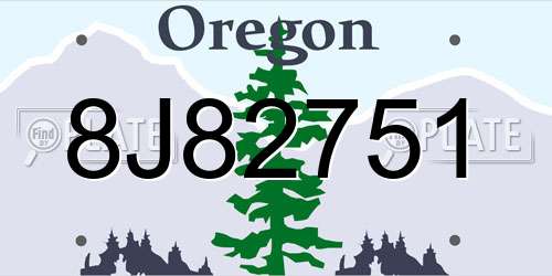 8J82751 Oregon License Plate