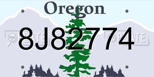8J82774 Oregon License Plate