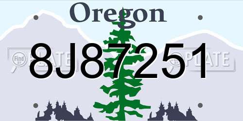 8J87251 Oregon License Plate