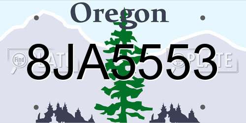 8JA5553 Oregon License Plate