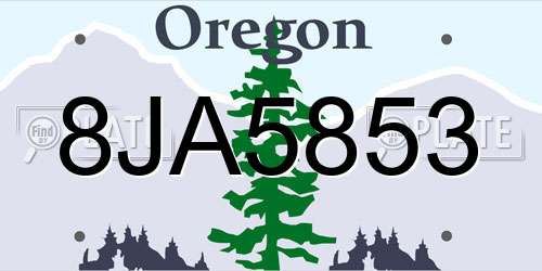 8JA5853 Oregon License Plate