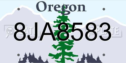8JA8583 Oregon License Plate