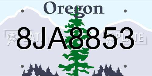 8JA8853 Oregon License Plate
