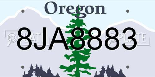 8JA8883 Oregon License Plate