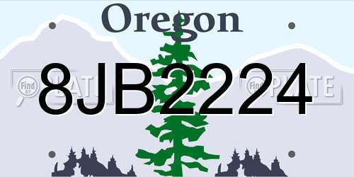 8JB2224 Oregon License Plate