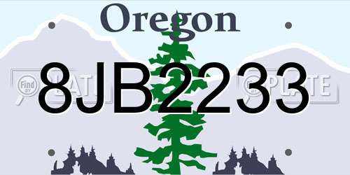 8JB2233 Oregon License Plate