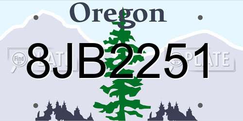 8JB2251 Oregon License Plate