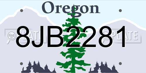 8JB2281 Oregon License Plate