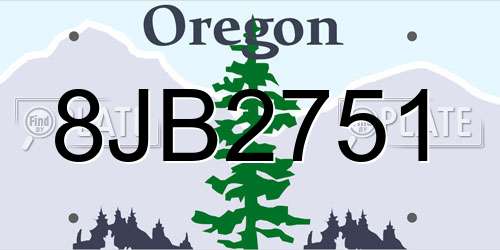 8JB2751 Oregon License Plate