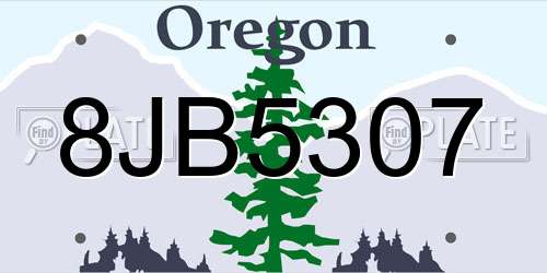 8JB5307 Oregon License Plate