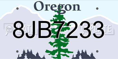 8JB7233 Oregon License Plate