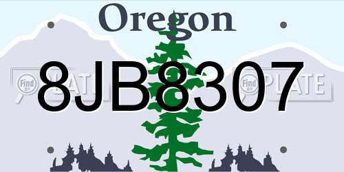 8JB8307 Oregon License Plate