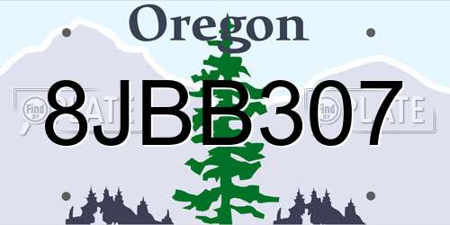 8JBB307 Oregon License Plate